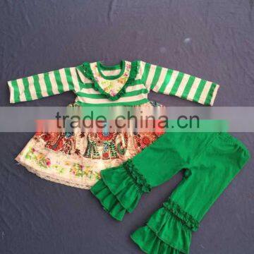 Newest Design Clothes Sets Christmas Color Elephant Sets With Ruffle Pants QL-82