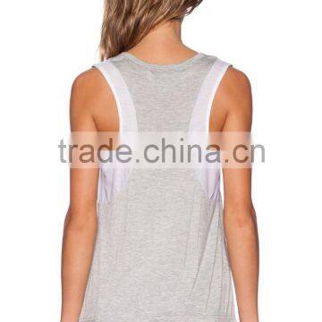 Contrast Mesh Trim Throughout Shirttail Tank Tops photo-3