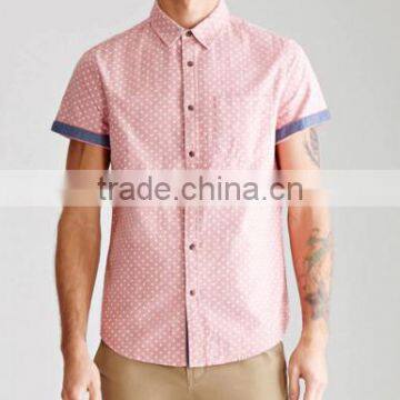 Men's dot cotton Oxford short sleeve shirt