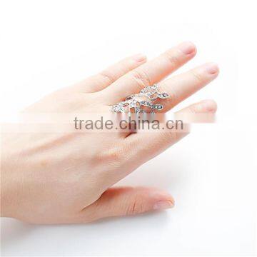 Unadjustable Rings Silver Tone Branch Clear Rhinestone photo-3