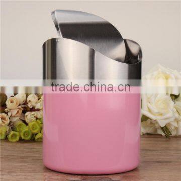 Hot Sale Top Quality Stainless Steel Trash Bin 1.5L Mini Car DustBin Swing Lid Kitchen Worktop Waste Rubbish Trash Can 4 Colors photo-6
