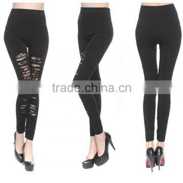 seamless hole sexy lace rose hollow out slim elastic leggings pants