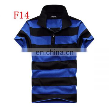 2015 latest fashional black and dark blue stripe polo t shirts for mens