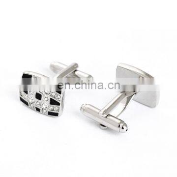 Black and Silver Grid Rhinestone Shirt Men Cufflinks Crystal photo-3