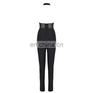 Dropshipping Clothing Women Black Sleeveless Lace Playsuit Clubwear Sexy Jumpsuits Romper photo-5