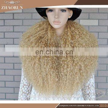 65x23cm 100% Natural Tibet Lamb Fur Scarf / Mongolian Lamb Fur Collar for Women photo-5
