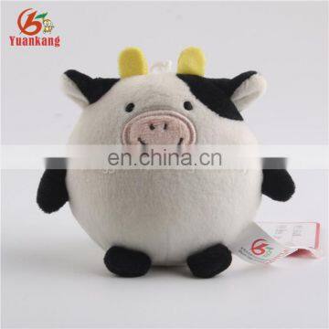 Factory cute plush cow backpack clip toys, custom stuffed cow keychain