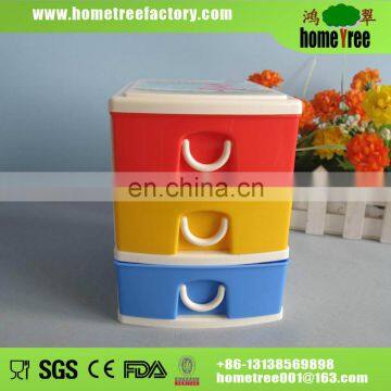 Colorful small 3 tier plastic storage drawer