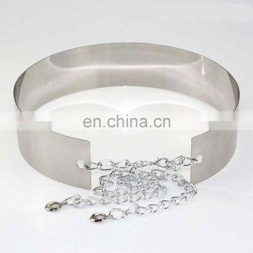 Factory Customize Wholesale Woman Ladies Metal Mirror Wide Waist Belt With Chain photo-2