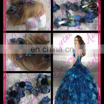 Aidocrystal Exquisite deep blue artificial flower hair pins bridal fascinators for party