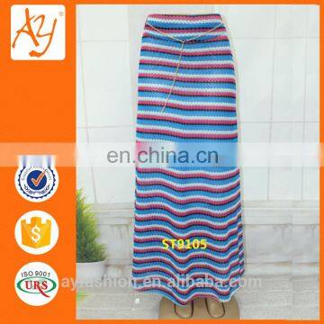 Stripe hollow out african long skirt colorful latest long skirt design pictures