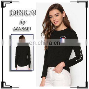 Wholesale printing women tops and blouses long sleeve black casual women clothing