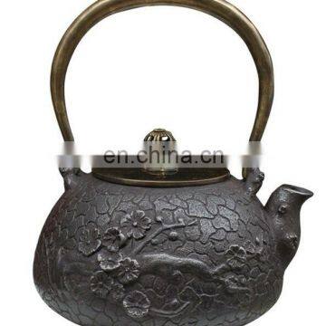 art carved Japanese cast iron teapot-The plum blossom