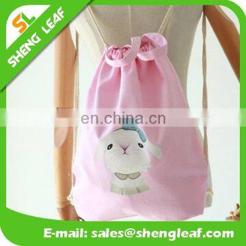 Lovely Portable Light Cotton Canvas Drawstring Bag photo-3