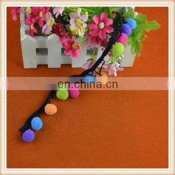 Latest colorful pom pom fringe lace wholesale lace trim for garment