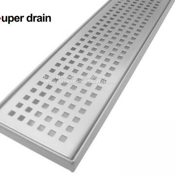 304 Stainless Steel Washing Machine Kitchen Outdoor Toilet Insert Tile Drain Grille Square Linear Grid Shower Floor Drain photo-4