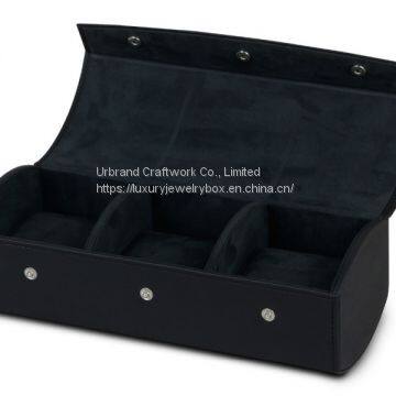 Deluxe PU leather watches jewelry box 3 watches storage box with embossed logo