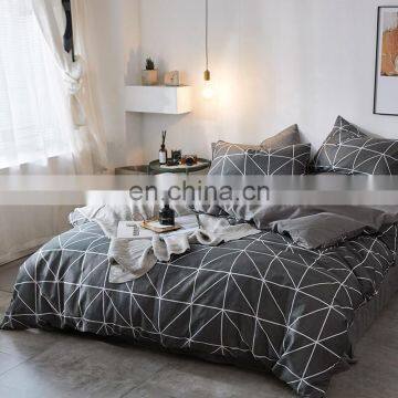 I@home Ins Nordic White Striped Print Cotton Duvet Bedsheets Bedding Set photo-6