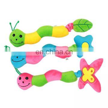 Wholesale snake shape colourful stuffed chew pet dog plush toy squeaky toys