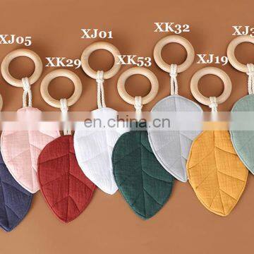 Gauze Leaf Baby Wooden Teething Ring Toy photo-4