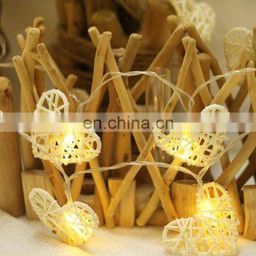 Hot Selling Heart Model LED Night String Light Rattan Woven Light For Festival Decoration