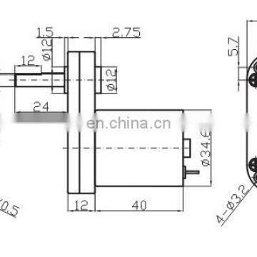 38L3540 12v DC Mini Gear Motor With Long Shaft Dia 6mm, 12v Generator Motor With Metal