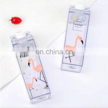 Square Reusable Custom Logo Transparent Clear Milk Carton Shaped Plastic Water Bottle photo-4