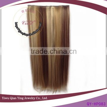 fashion long cheap blond and brown straight synthetic hair extension wigs