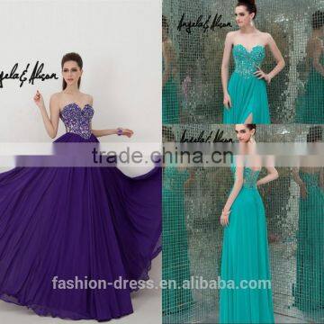 New Long Chiffon Turkish Evening Dresses With Beaded Lace