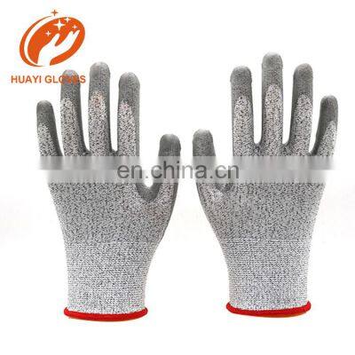 Huayi Cut Resistant CE Level 5 Cheap pu Palm Coating Anti-cut Gloves photo-3