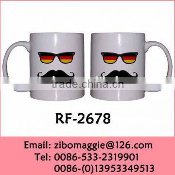 U Shape White Cheap Ceramic Cup with World Cup Desgin for Promotion Coffee Cup for Daily Use