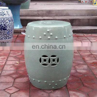 Crackle china round modern CELADON PORCELAIN ottomans for indoor and outdoor