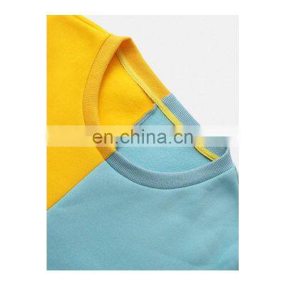 OEM Men's Loose Sports Contrast Stitching Long-sleeved Round Neck Pullover Sweater photo-5