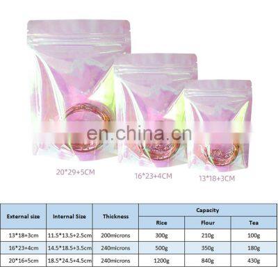 Resealable Smell Proof Hologram Stand Up Pouch Rainbow Color Mylar Holographic Stand Up Bag With Zipper for Jewelry photo-2
