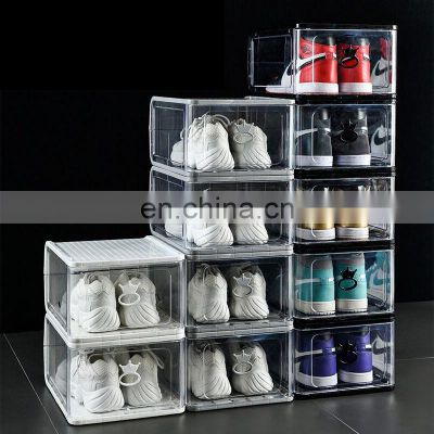 Shoes Box Side Open Giant Stackable Wholesale Transparent Plastic Nike Clear Acrylic AJ Sneaker Organizer Storage Shoes Box