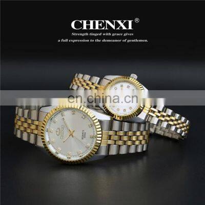 CHENXI 004A Crystal Diamond Couples Watch Stainless Steel Casual Dress Watches For Men Women Couple