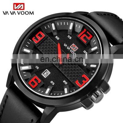 VAVA VOOM VA-217 Simple Japanese Quartz Watch Man Leather Chronograph Wristwatches Sport Watch