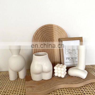 Nordic INS Figurines Creative Design Model Home Decorative Abstract Handmade Body Base Art Ceramic Flower Vase photo-3