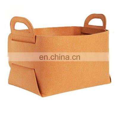 New Foldable Storage Felt Polyester Portable Rectangular Storage Basket Cloth Organizer Foldable With Handles for Home Decor