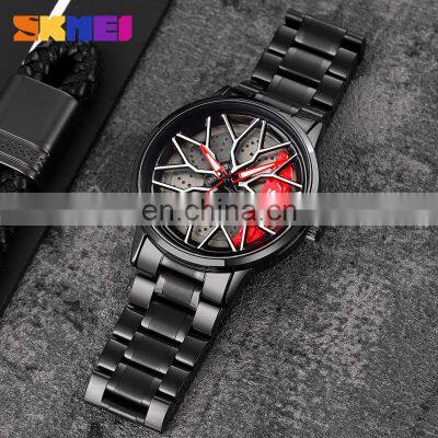 Relojes Skmei 1990 Spinning Fashion Black Plated Premium Quality Men's Car Rim Wheel Watch Wristwatch Men Car Wheel Watch photo-4