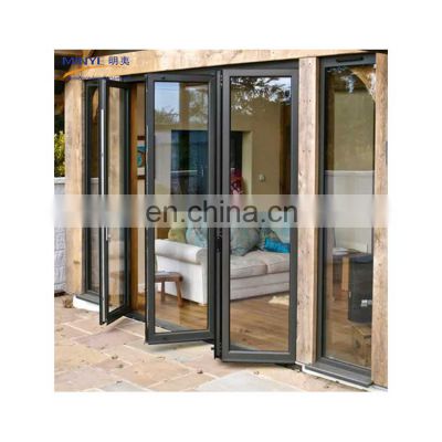 Los Angeles fancy external aluminium frame double glazed tempered glass exterior folding patio doors