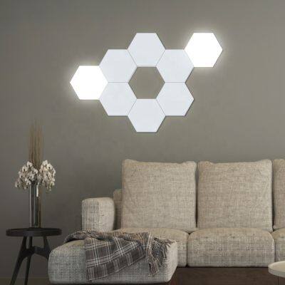 Creative Led Touch Sensor Hexagonal Honeycomb Geometry Assembly Smart Night Light Quantum Indoor Light Modern Bedroom Wall Lamp