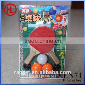 mini desktop indoor game poplar wooden ping pong racket, table tennis racket with tennis ball set wholesale