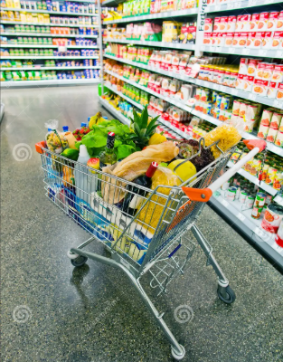 Shopping Trolley In A Supermarket