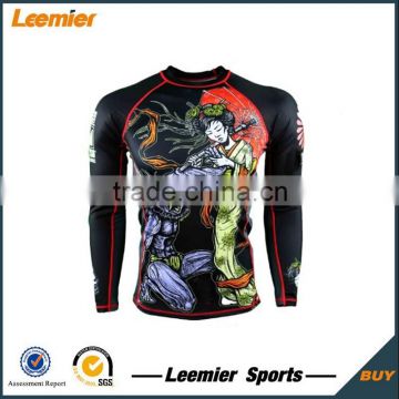 Adult's high quality 100% polyester dry fit fabric rash guard