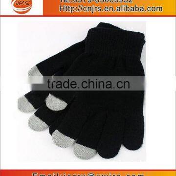 Wholesale cheap winter knitting gloves,black acrylic gloves for touch screen