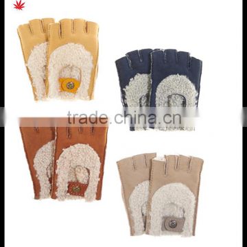 Ladies fashion fingerless double face integration fur gloves