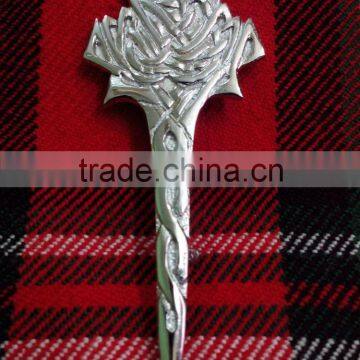 Celtic Design Kilt Pin In Chrome Finished Made Of Brass Material