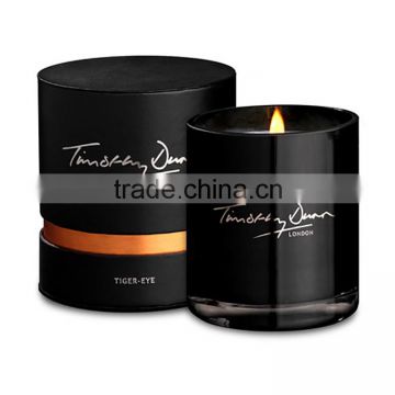 Factory customize luxury scented candles in black glass jar with custom logo and black gift box