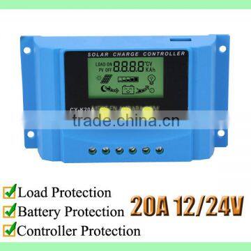 solar panel charge controller with LCD 20A, 12V, 24V, CY-K20A